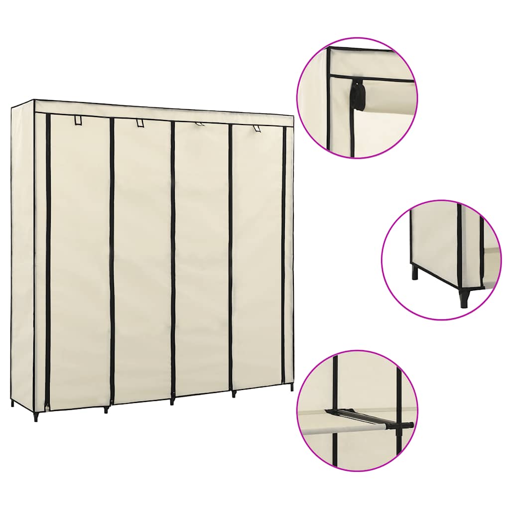 Kleiderschrank 4 Fächer Creme 175 x 45 x 170 cm