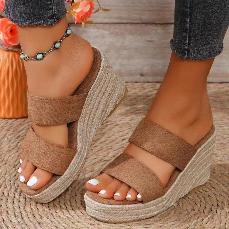 

Fashion Chunky Wedge Heel Women s Sandals Summer 2025 Thick Platform Casual Sandles Woman Plus Size High Heeled Rome Sandalias Mujer 43 43 светло-коричневого