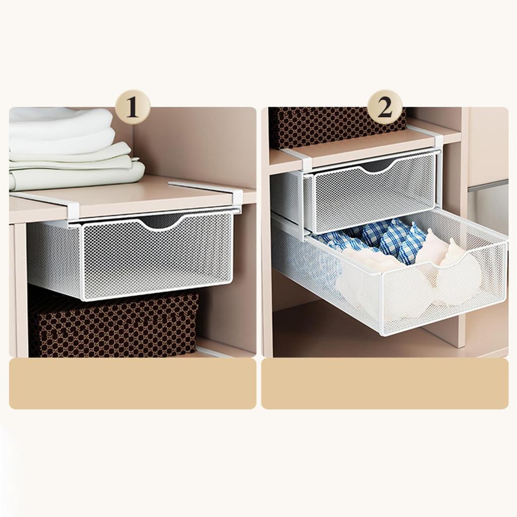 Cabinet Organizer for under Desk, Layer Pullout Drawer Basket Bedroom