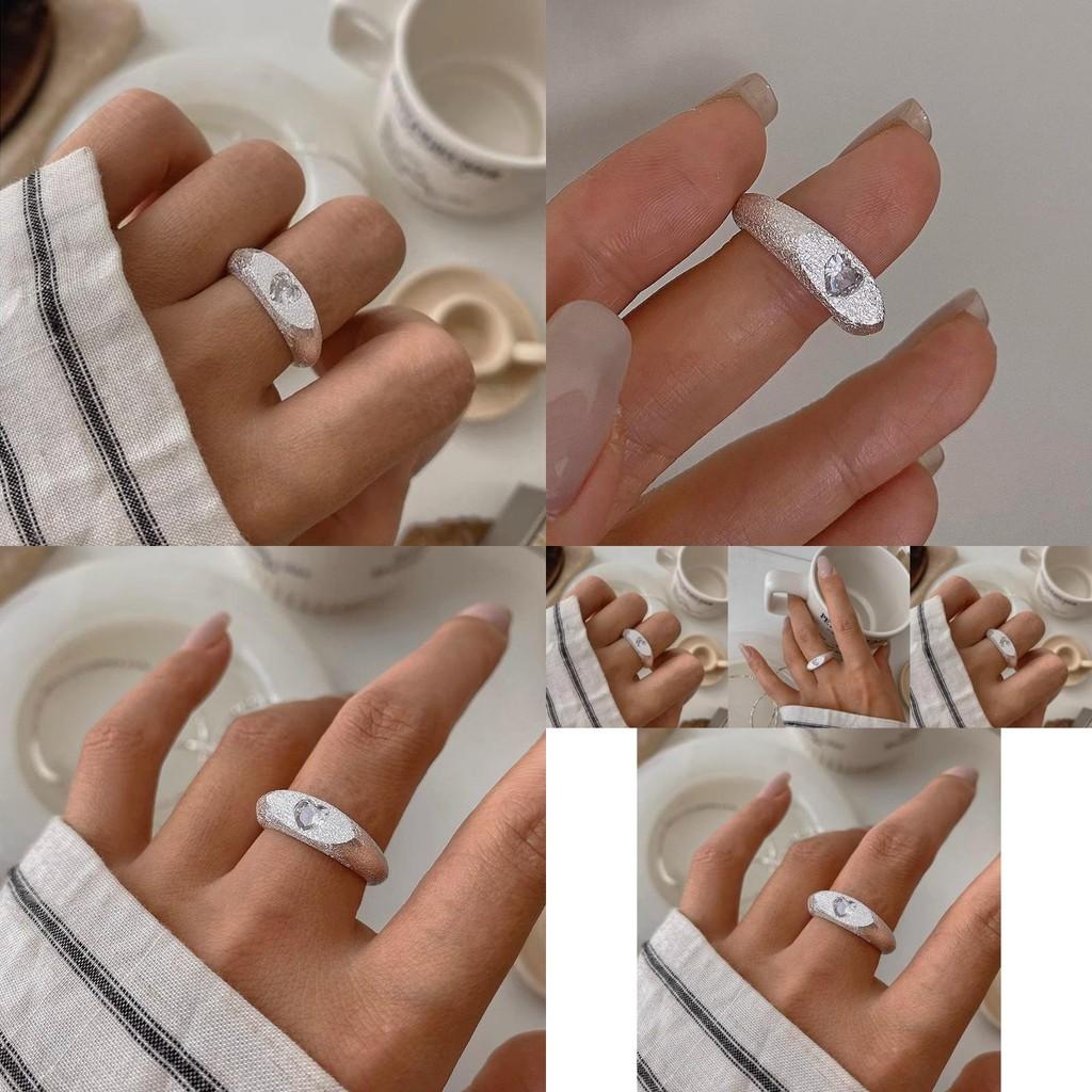 Elegant Heart Shaped Adjustable Copper Ring For Women With Sparkling Rhinestones