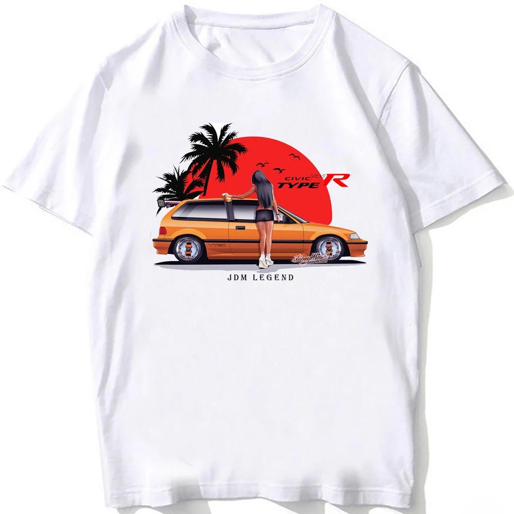 Civic Type R EG6 Legenda auta Tričko Nové Letní Pánské Krátký rukáv Vintage Hip Hop Chlapecké Ležérní Trička Harajuku JDM Bílá Trička