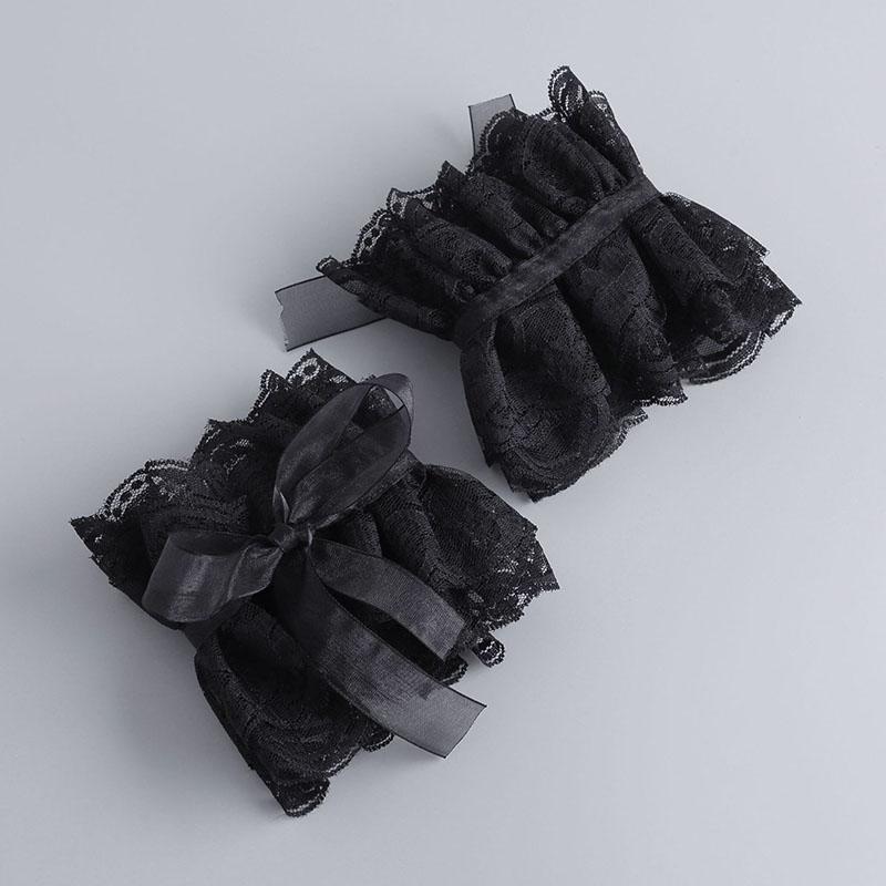 Women Detachable Sleeve Fake Cuffs Female Lace Pleated Flare Sleeve False Cuffs Ruffles Wristband Decorative Accessory