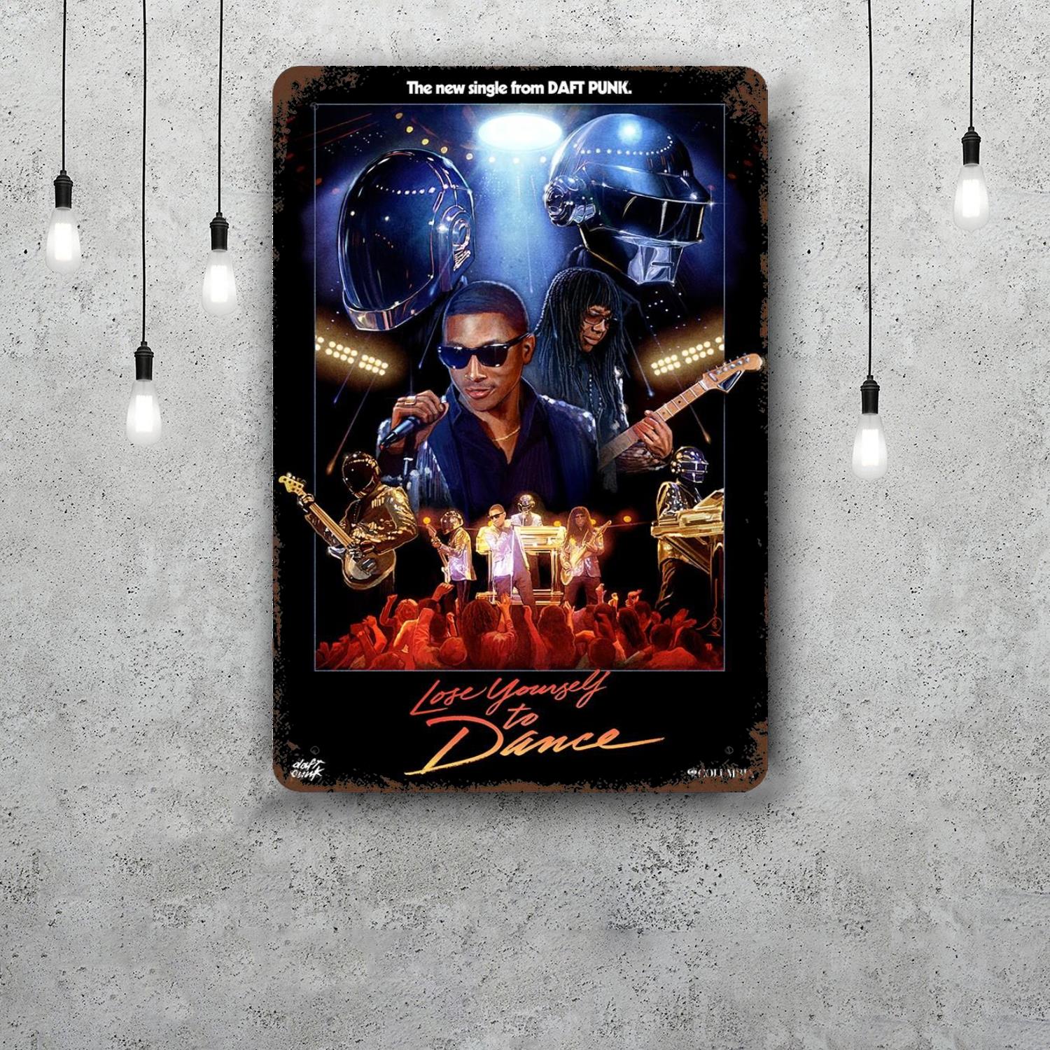 

Daft Punk Декор Постер Винтажная Жестяная Вывеска Металлическая Вывеска Декоративная Табличка для Паба Бара Мужской Уголок Клуба Настенное Украшение 20x30cm（7.8x11.8inch）