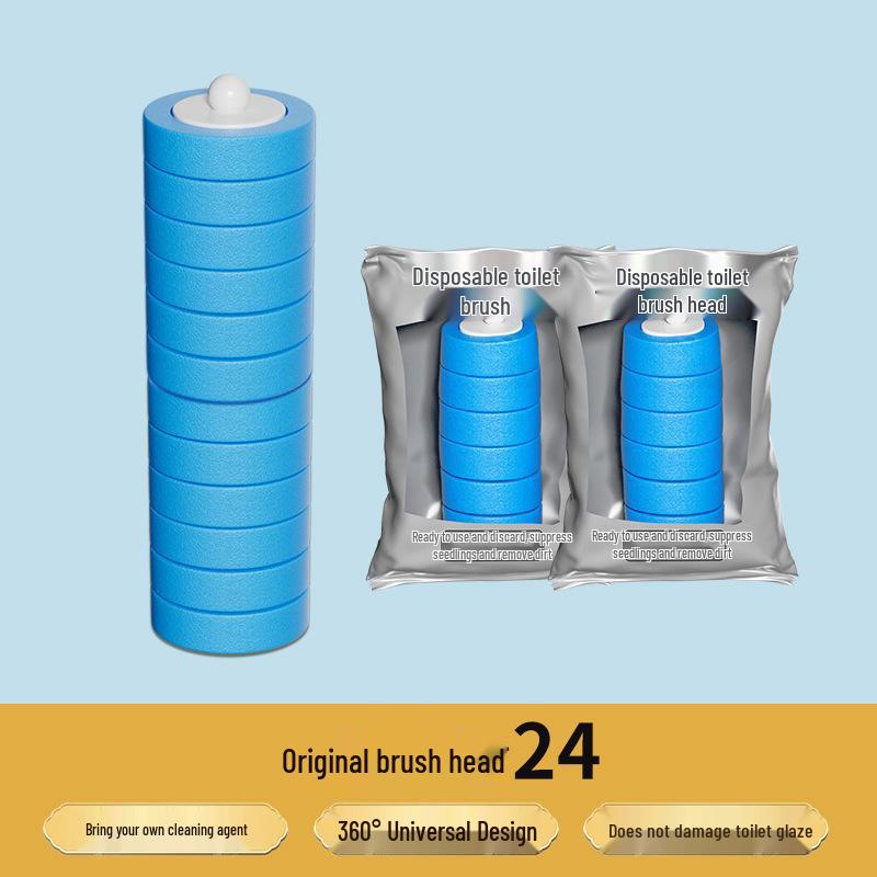 Disposable No-Punch Toilet Brush with Replacement Head - Essential Home Bathroom Cleaner