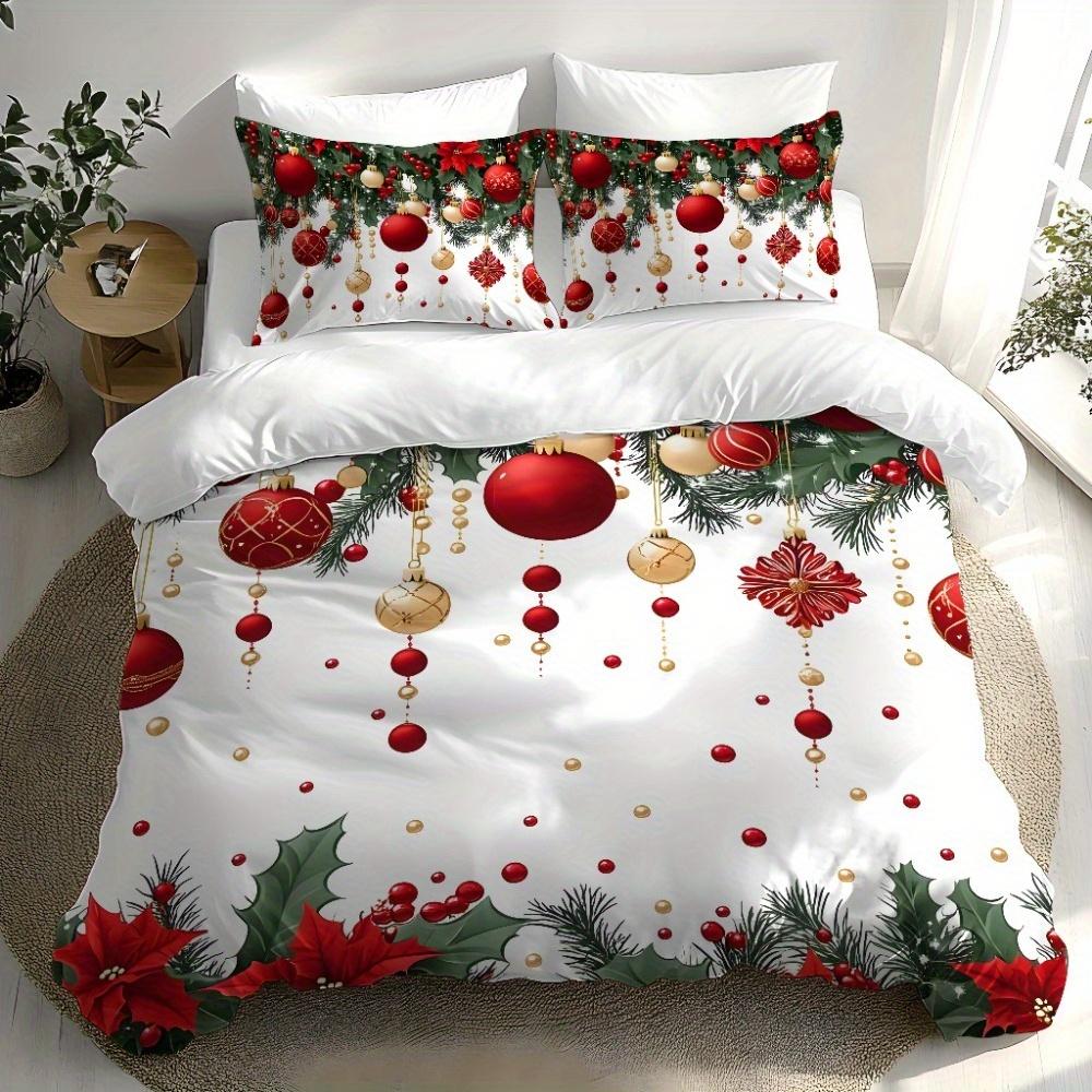 2/3-piece Digital Printed Christmas-themed Bedding Set - Patterns of Santa Claus, Reindeer and Christmas Tree