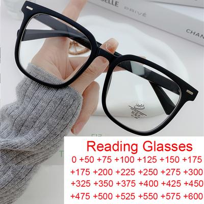 Retro Square Rice Nail Reading Glasses Women Anti Blue Light Computer Eyewear Fashion Black Big Frame Presbyopia Glasses