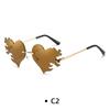 Fashion Rimless Sunglasses Flame Unique Big Love Heart Eyewear Luxury Brand Designer Vintage Sun Glasses Shades UV400 Eyewear