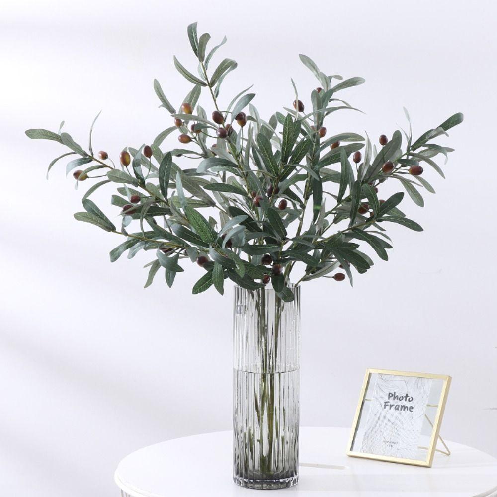 Plastic Artificial Olive Branch 95cm Fake Plant Simulated Olive Leaf  Wedding Decor