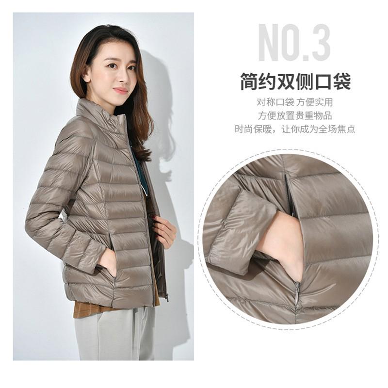 Womens Lightweight Short Down Jacket Plus Size Stand Collar White Duck Warm Coat