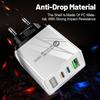 58W Dual Fast Charger with 2PD+QC3.0, Compatible with EU/US/UK Plugs.
