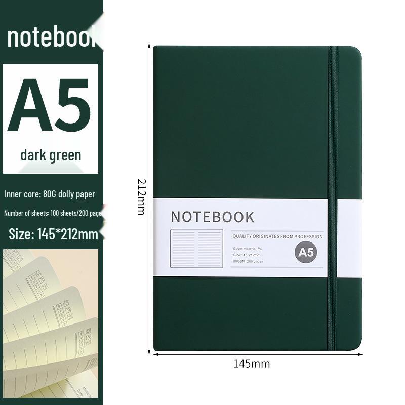 A5 Faux Leather Strap Notebook with Elastic Band - Customizable Business Office Journal