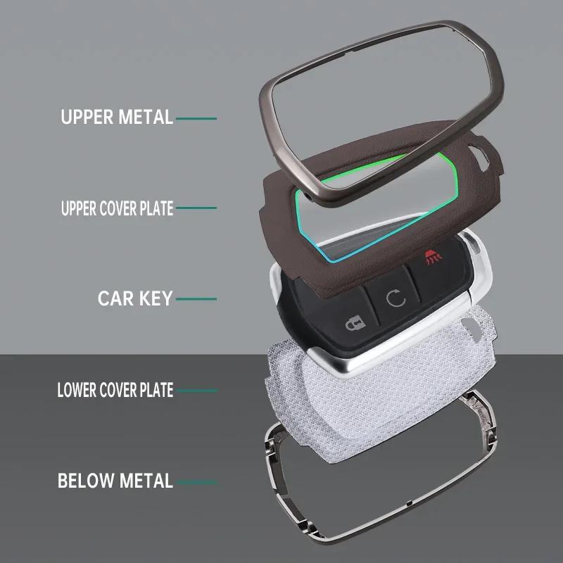 Zinc Alloy Car Key Case Cover Protector Fob For Cadillac Ct4 Ct4-V Ct5 C8 Corvette  -  Keyless Shell Auto Accessories