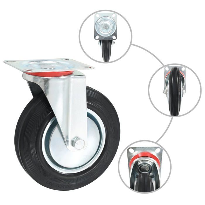 VidaXL 16 pcs Roulettes pivotantes 200 mm