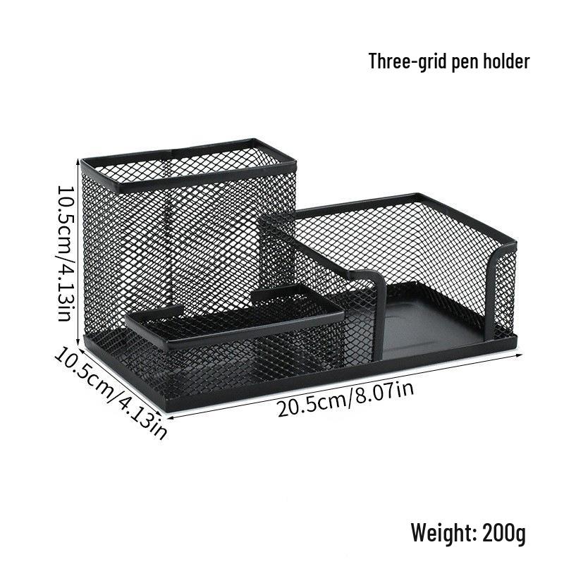 Iron Mesh Multifunctional Pen Holder - Creative Desktop Stationery Organizer for Office & Student Use