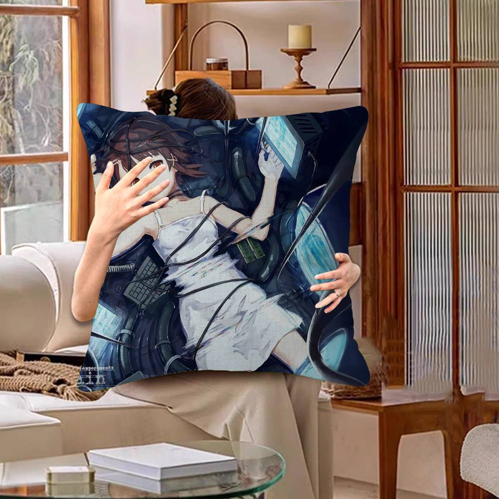Serial Experiments Lain Anime Movie Sticky Cushion Cover Car Throw Pillow Case For Sofa Car Christmas Gift 40x40cm 45x45cm