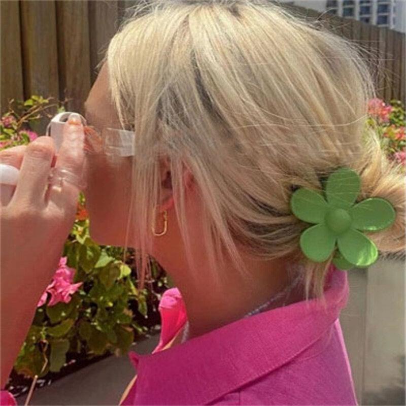 1PCS Candy Colors Big Flower Hair Clip Women Girls Cute Ponytail Makeup Bath Crab Claws Clips Fashion Fresh Beach Headwear Accessories