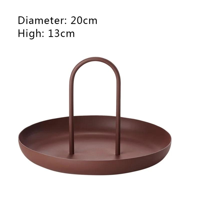 Nordic Storage Tray Round Jewelry Diaplay Trays Living Room Table Meal Snack Tray Makeup Storage Plate with Handle Home Decor