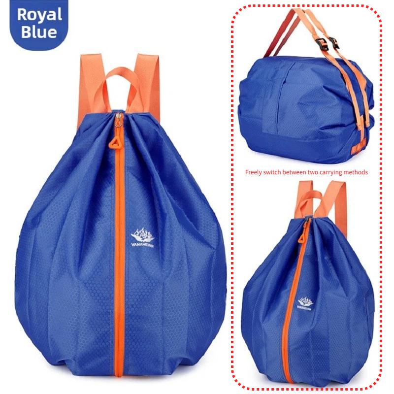 

Foldable Backpack with Center Zipper, Portable Water-resistant Sports Backpack синій