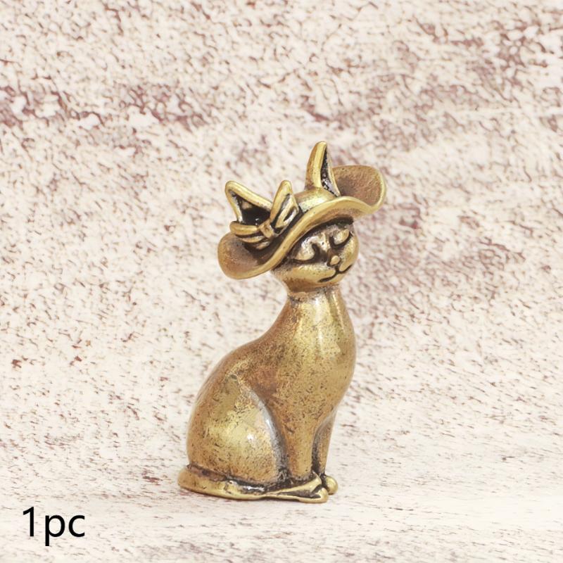

Brass Brass Princess Cat Statue Creative Animal Desk Ornaments Desktop Home Decor Collection Cute Statue Ornaments A1