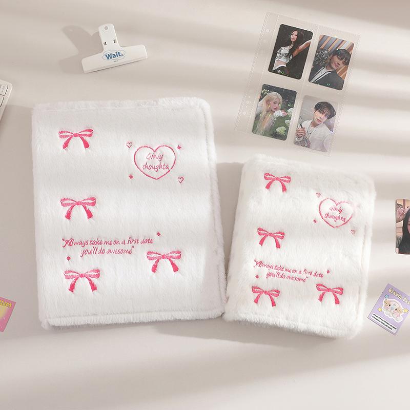 A4/A5 3 Inch Small Card Storage Bowknot Plush Photo Album Binder Photocard Collection Books Loose-Leaf Photocard Holder