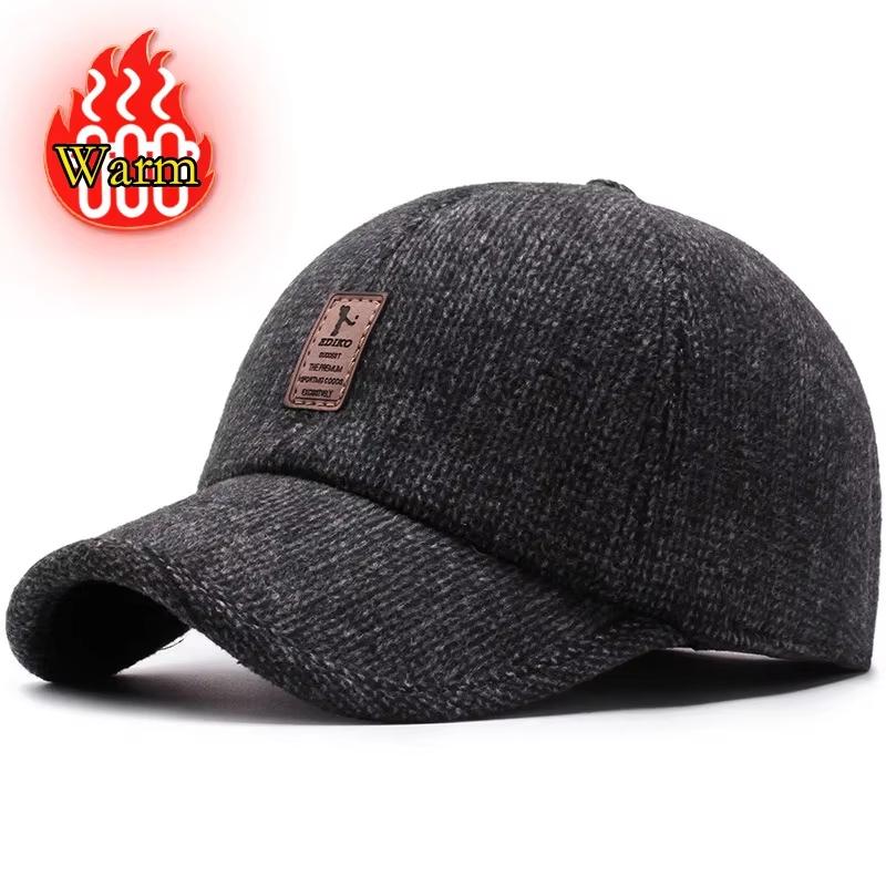 Retro Wool Winter Hats For Men Ear Cover Cap Sport Golf Baseball Caps Snap Back Women Casquette Dad Hat Caps Earflaps Hats