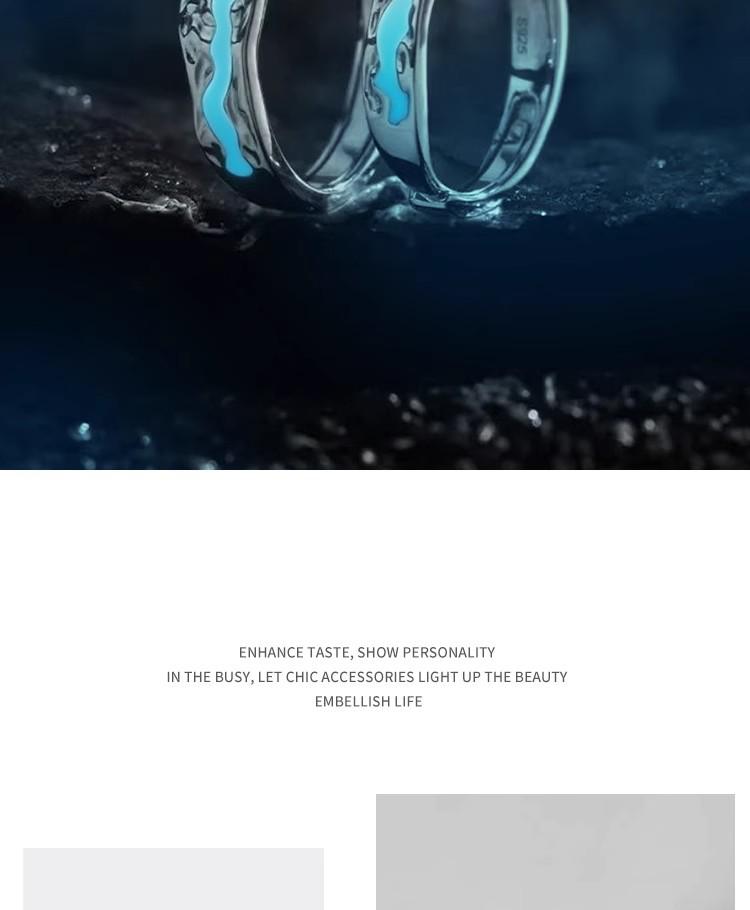 Sterling Silver Aurora Luminous Couple Rings for Men and Women Pair Enamel