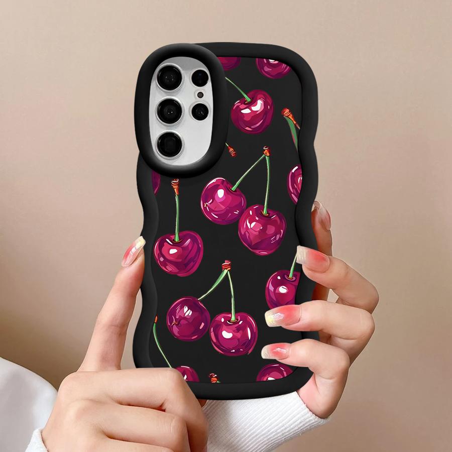 Weiche Handyhülle für Samsung Galaxy A25 S23 Plus S24 A26 S20 FE S22 Ultra S25 S21 A24 A54 A35 A55 A36 A34 Frucht Kirsche