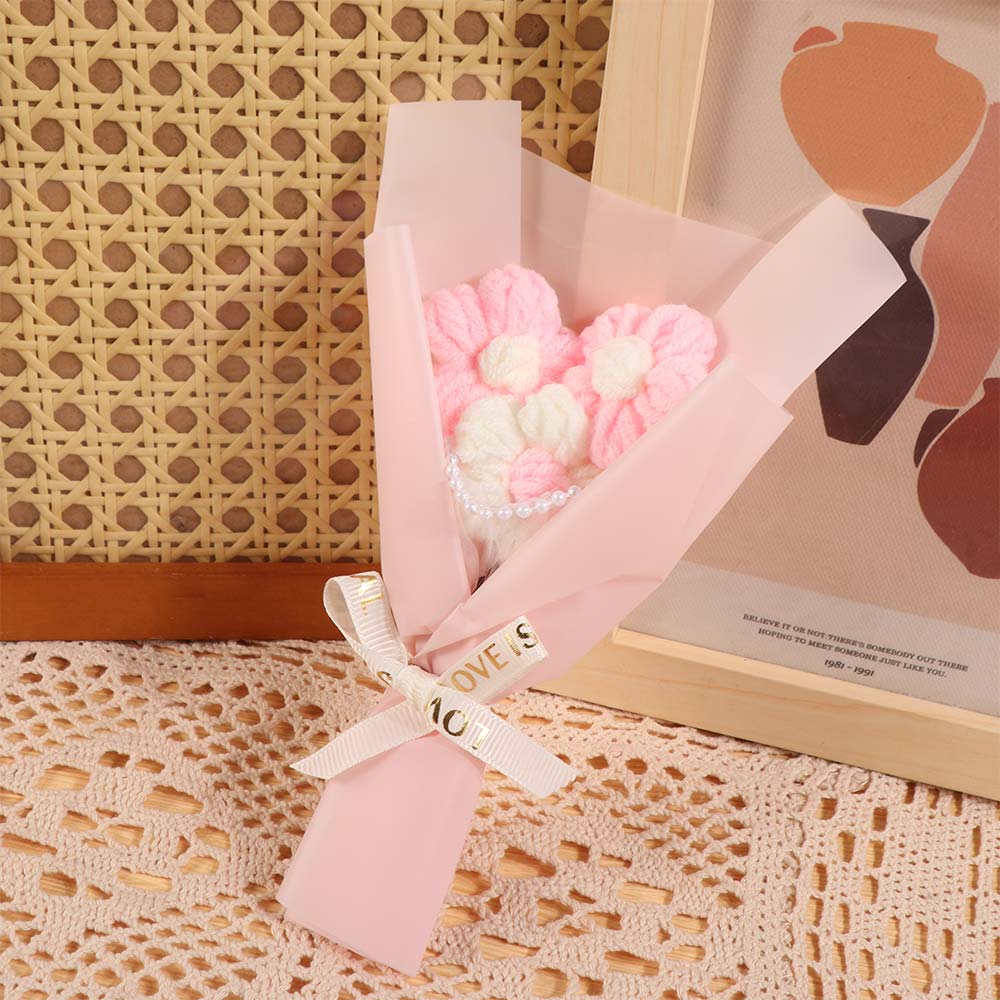 Fiore Lavorato a Maglia Fiore Artificiale Bouquet di Fiori Tessuto a Mano Tessuto Fiore Simulato Festa degli Insegnanti