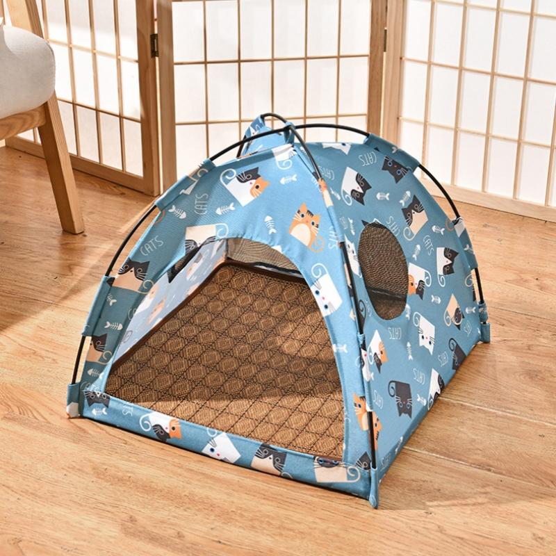 Foldable Cat House Pet Tent Four Seasons Universal Cat and Dog Pet Nest Summer Cool Mat Outdoor Portable Foldable Breathable