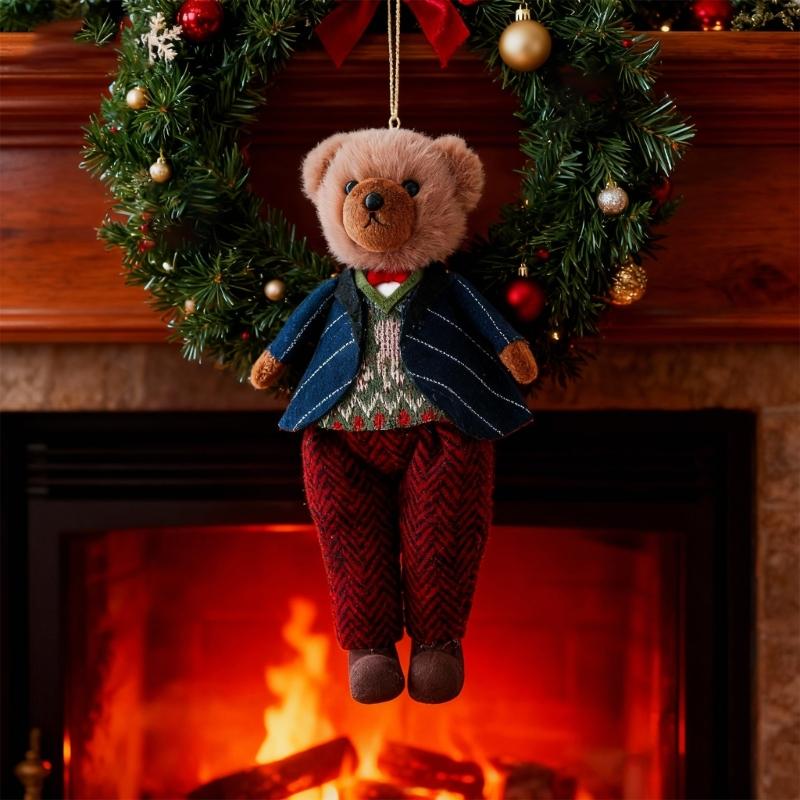 Bear Couple Ornament with Soft Plush Materials Gift for Bag Decoration Fashionable Animal Pendant Accessory