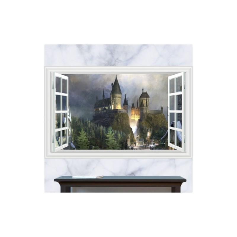Windows 3D Универсальный Поттер Хогвартс Волшебный Замок Наклейка на Стену Декор