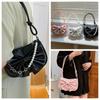 Solid Color Bowknot Shoulder Bag PU Leather Bow Handbag Sweet Women Underarm Bag  Female