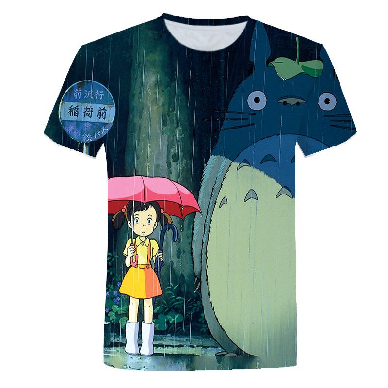 Naujo dizaino „Totoro Print“ marškinėliai vyrams Vasaros laisvalaikio įdomūs anime marškinėliai trumpomis rankovėmis apvalia kaklo drabužiai paaugliams