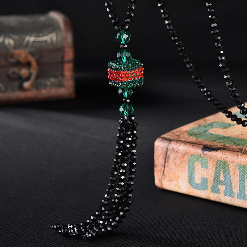 Crystal Sweater Chain Long Versatile Simple Fashion High-End Clothing Accessories Necklace Female Same Style