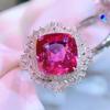 Cao Shi Luxury Simulated Ruby Zircon Ring - European & American Anniversary Gemstone Accessory