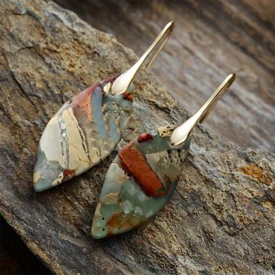 New Bohemian Emperor Stone Leaf Pendant Earrings European and American Popular Ins Jewelry