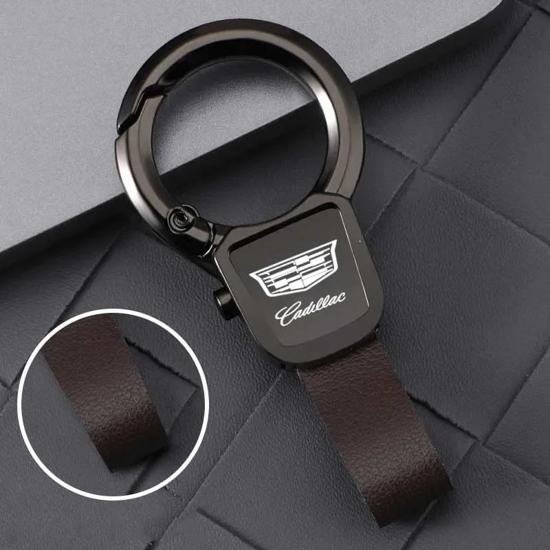 Creative Metal Leather Car Keychain Keyring Holder for Cadillac ATS BLS CT4 CT5 CT6 CTS Escalade EXT SLS STS XLR XT4 XT5 XT6 XTS Zd0