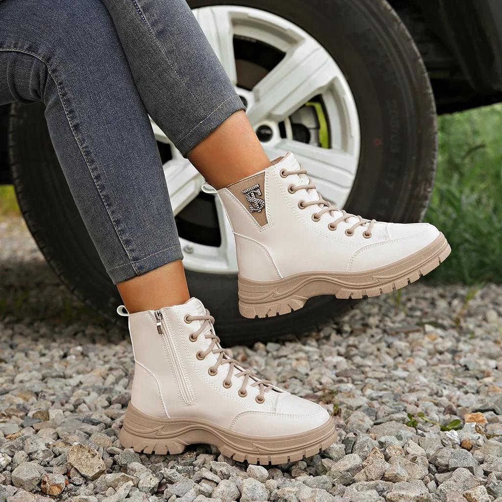 Women's Ankle Boots New Lace Up Platform Shoes for Women Sneakers Outdoor Casual Women's Short Platform Boots Zapatos De Mujer