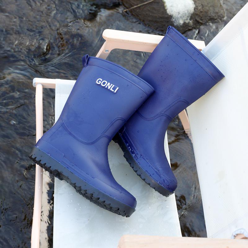 Men's Waterproof Rain Boots: Warm, Non-Slip, High-Top with Elastic Cuff, Ideal for Kitchen, Car Wash, and Fishing.
