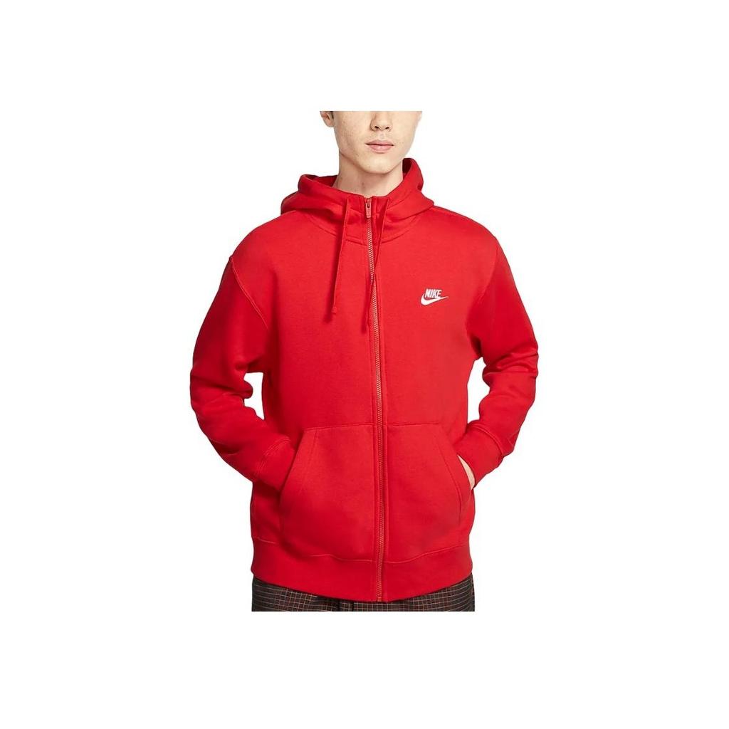 Nike Sportsklær Club Fleece Hettejakke med glidelås Langermet jakke Herrejakker University-Red BV2646-657
