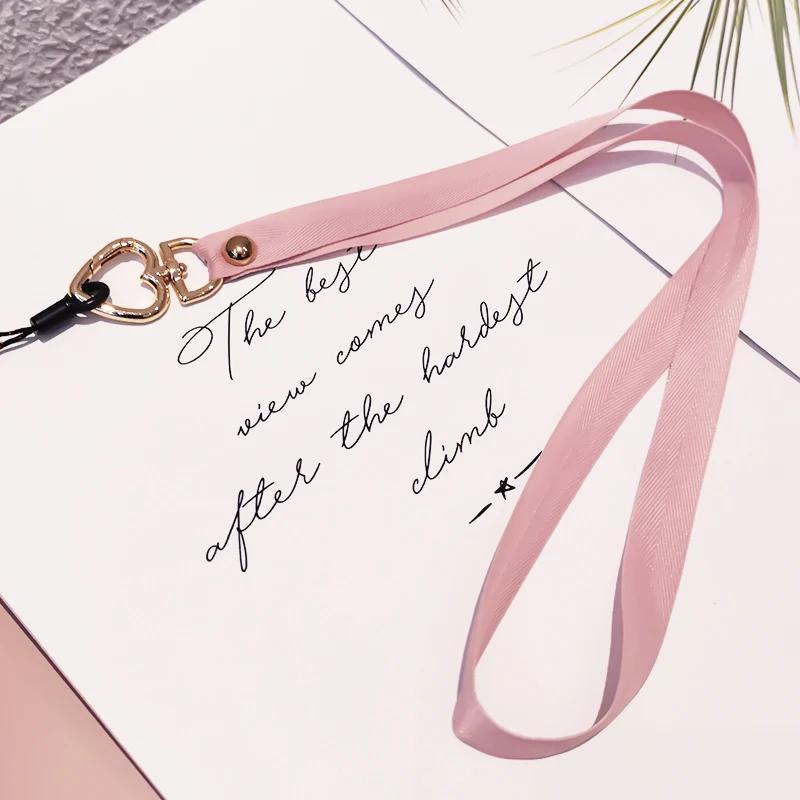 2 Stück Pfirsichherz-Schnalle Handy-Lanyard Lang Abnehmbare Schnalle Gurtband Seil Schlüssel Arbeitsausweis Kartenhülle Lanyard