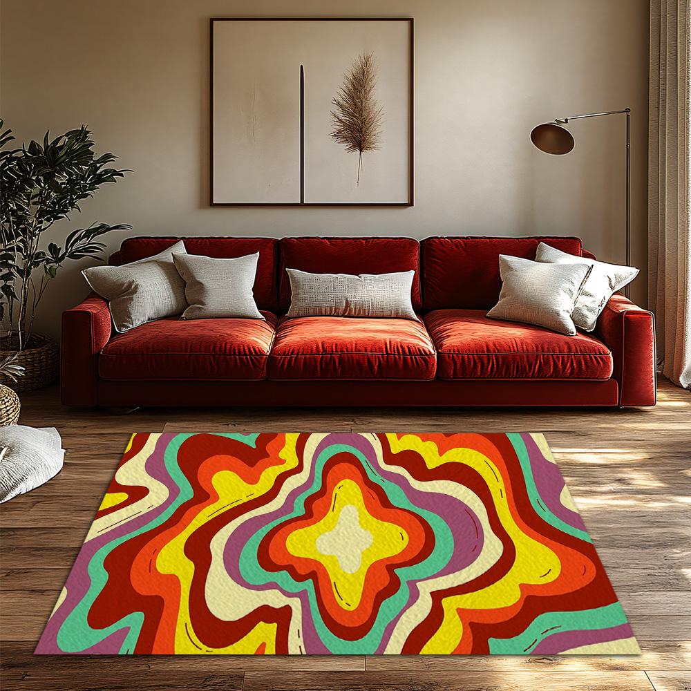 Stylish Area Rug Non-Slip Indoor Outdoor Carpet Modern Abstract Pattern Floor Mat Home Decor Living Room Bedroom Entryway Rugs
