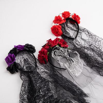 Decoration Supplies Black Rose Lace Headband Cosplay Photo Props Halloween Hair Accessories  Women