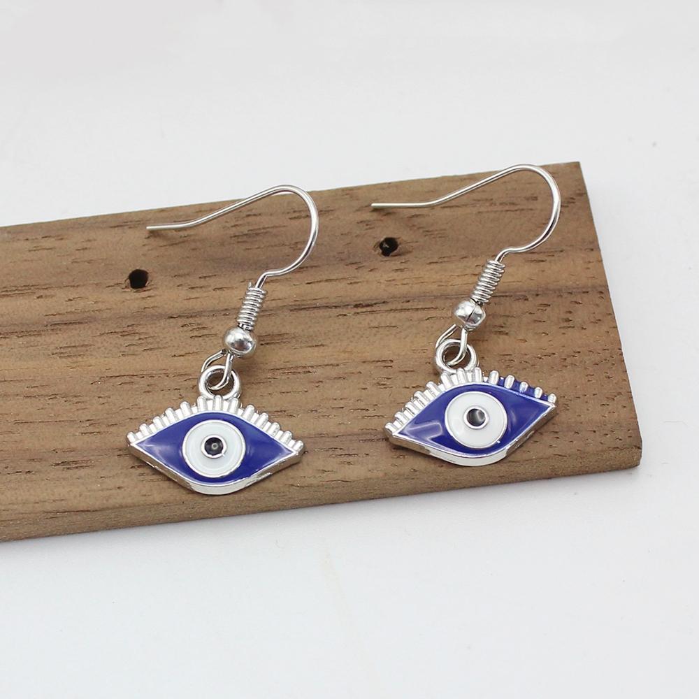 

Sweet Blue Evil Eyes Dangle Earring for Women Simple Personality Unique Enamel Ear Zircon Wholesale Girl Kids Gift