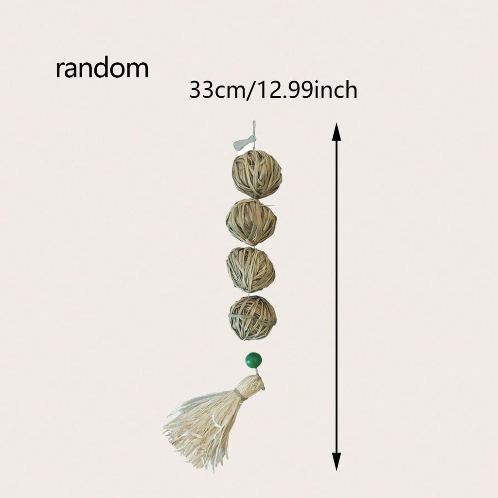 1pc - Natural Woven Grass Ball Toy For Pets - Ideal For Rabbits,Small Animals - Durable Chew And Play Accessory