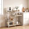 Kitchen Shelf with Wood and Metal Shelves with 5 Hooks, Space-Saving, 90x39x83.5 cm, Oak