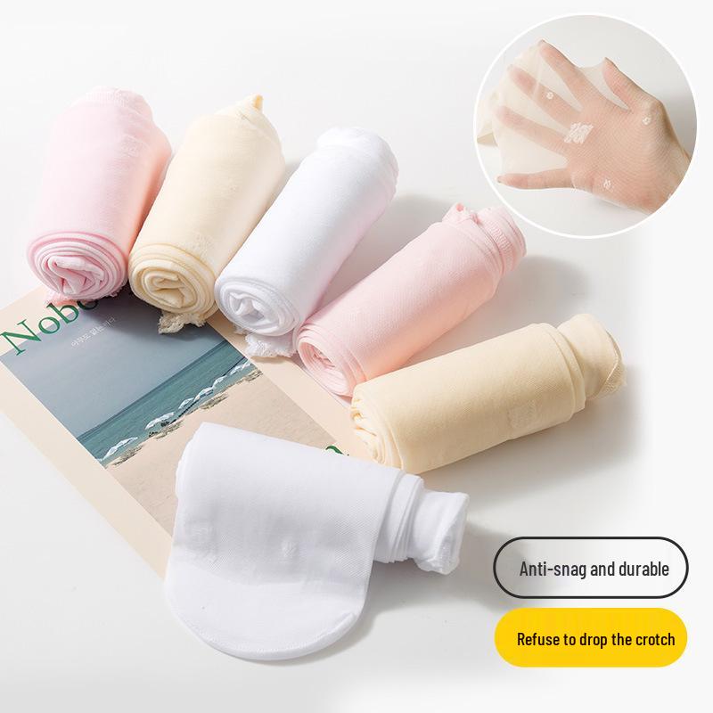 Children's Summer Lace Anti-Mosquito Pantyhose - White Thin Nine-Point Dance Socks