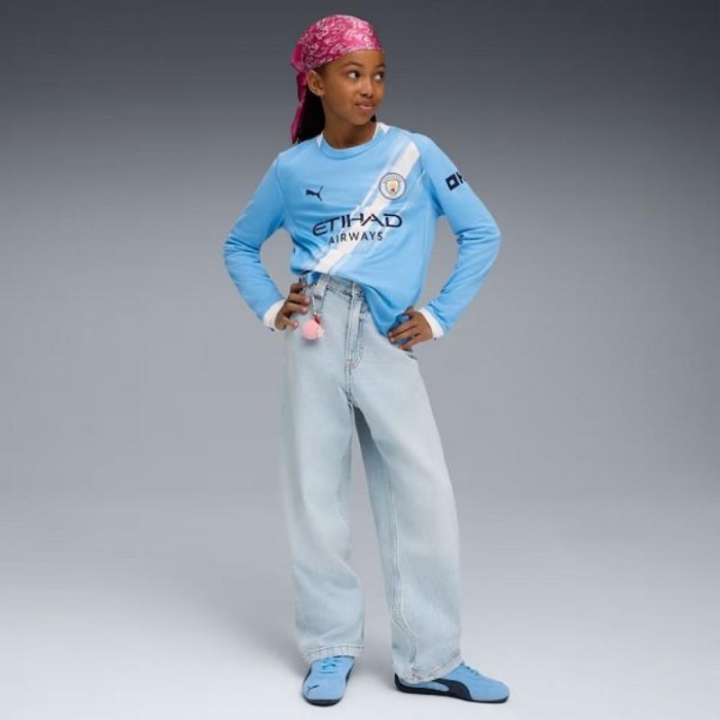 Puma Man City 25 26 Season Home Jersey Junior Long Sleeve Jersey 780341 01 Mcfc Home Jersey Replica Ls Jr