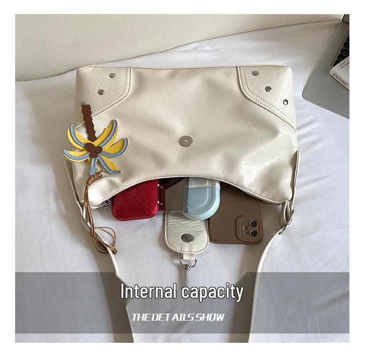2026 Women's Retro Leather Tote: Large Capacity, Solid Color, Commuting Shoulder & Crossbody Bag