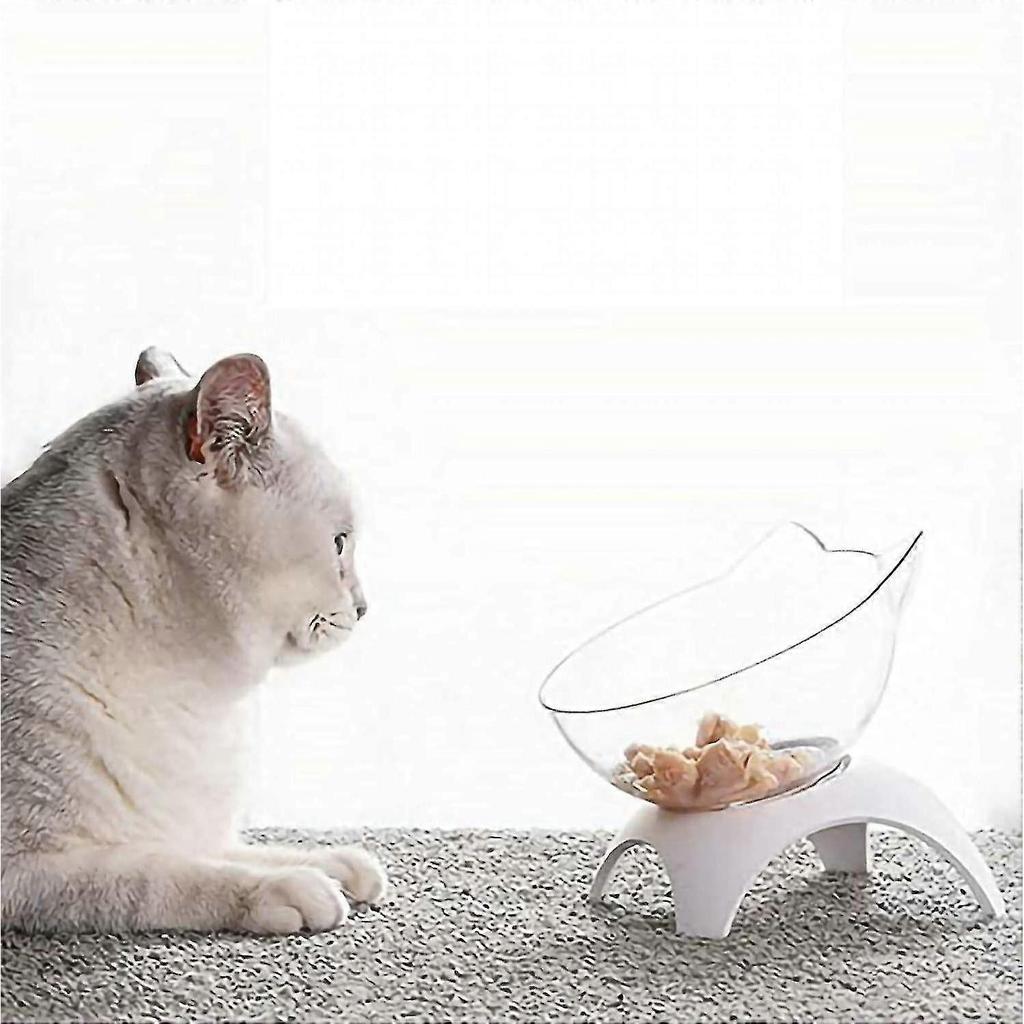15elevated Cat Food Bowls With Silicone Pet Mat, Plastic Bowl With Stand